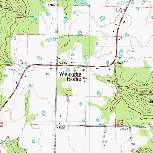 Topographic Map of Welcome Home School, AR
