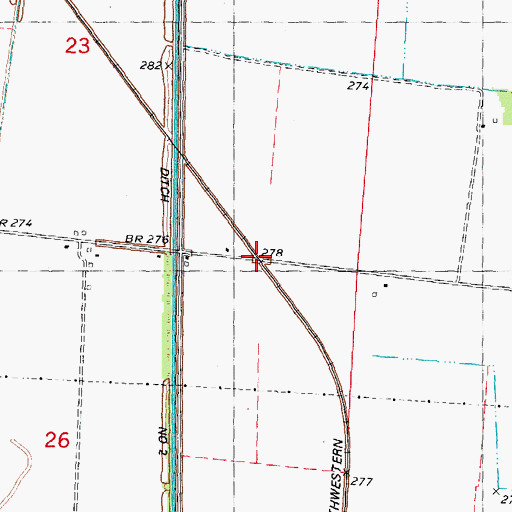 Topographic Map of Five Point (historical), MO