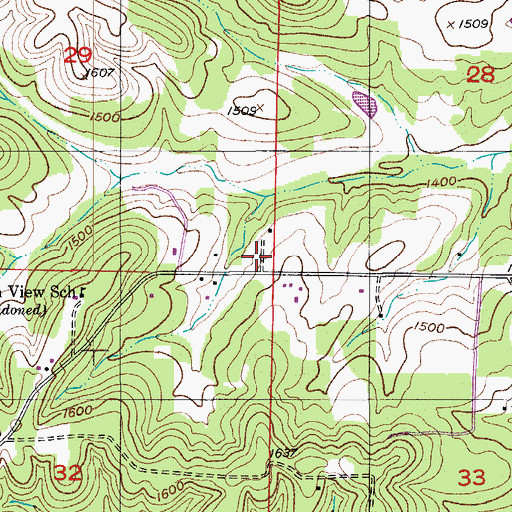 Topographic Map of Bennington, MO