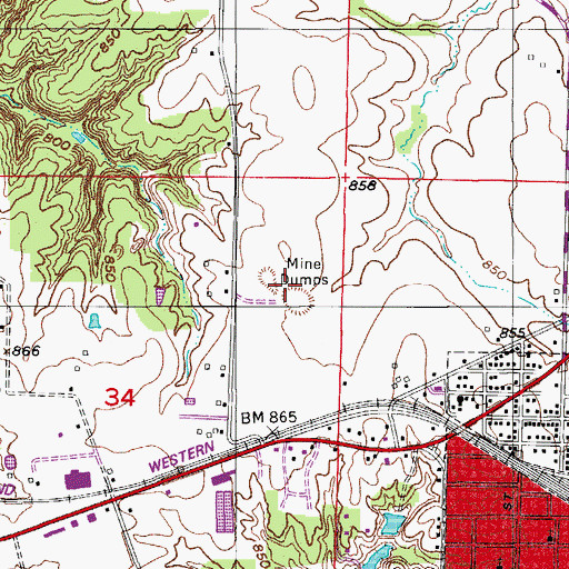 Topographic Map of Moberly Coal Mine Number 5, MO