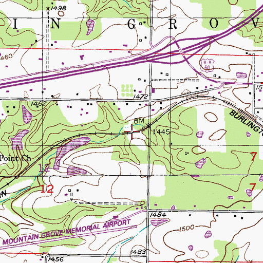 Topographic Map of Whetstone (historical), MO