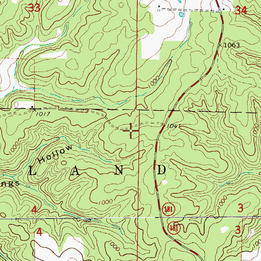 Topographic Map of Mainard, MO