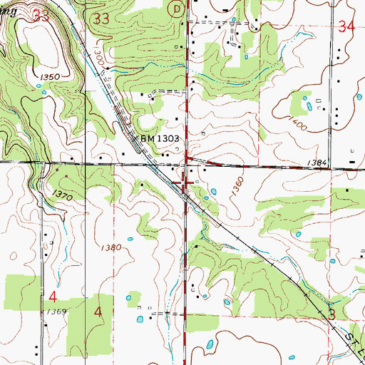 Topographic Map of Dickersons, MO