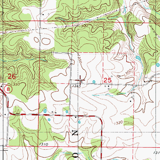 Topographic Map of Brittain, MO
