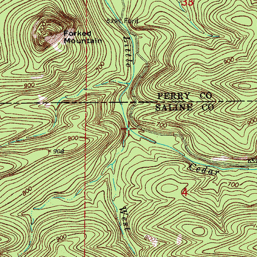 Topographic Map of West Branch Cedar Creek, AR