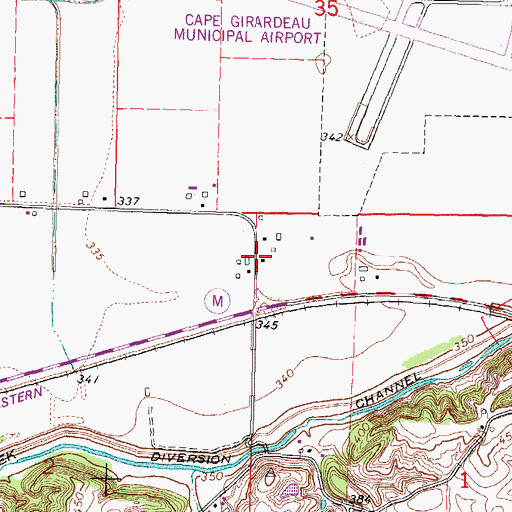 Topographic Map of Kaechels, MO