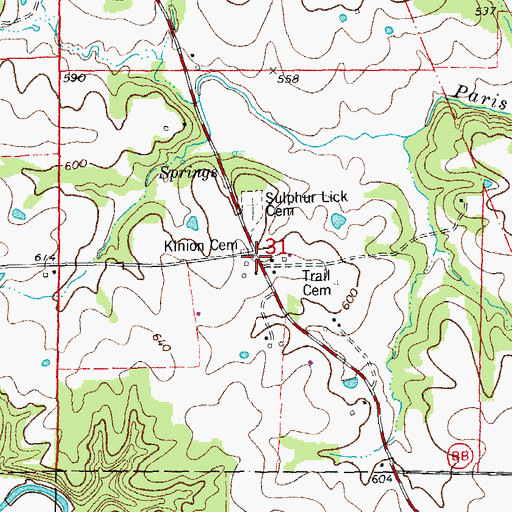 Topographic Map of Mackville, MO