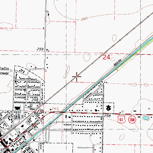 Topographic Map of Fairbanks (historical), MO