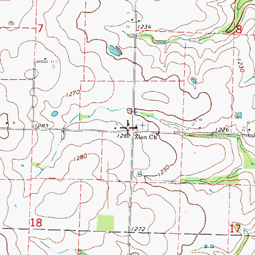 Topographic Map of Landrum, MO