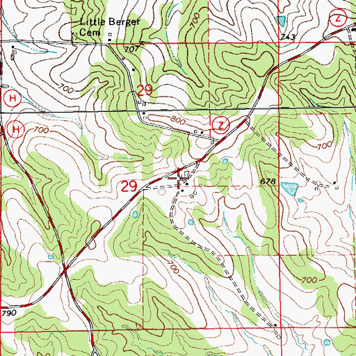 Topographic Map of Little Berger, MO