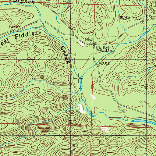 Topographic Map of West Fiddlers Creek, AR
