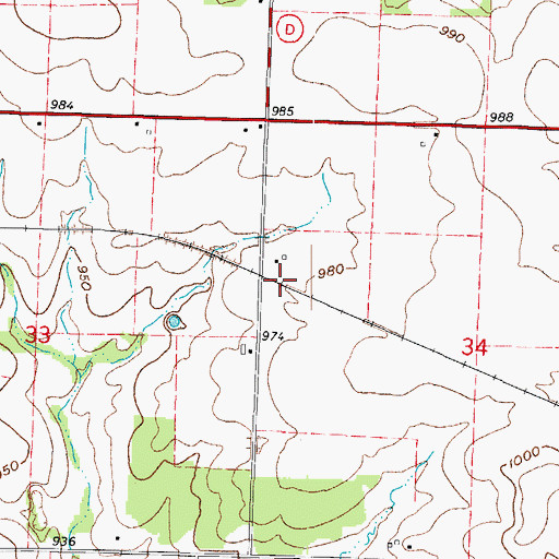 Topographic Map of Mansur, MO