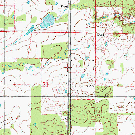 Topographic Map of Cottbus, MO