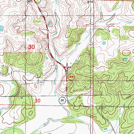 Topographic Map of Leader, MO