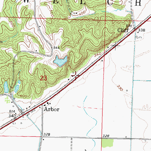 Topographic Map of Tank, MO