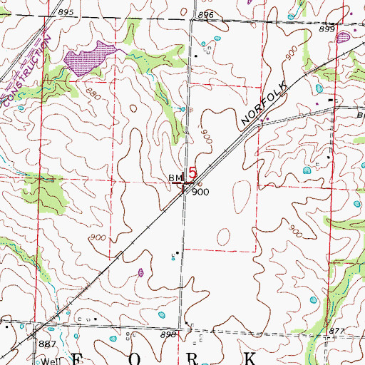 Topographic Map of Bush, MO