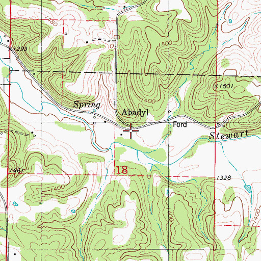 Topographic Map of Abadyl, MO