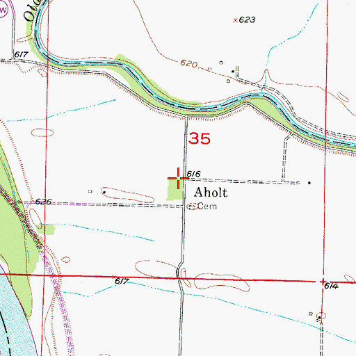 Topographic Map of Aholt, MO