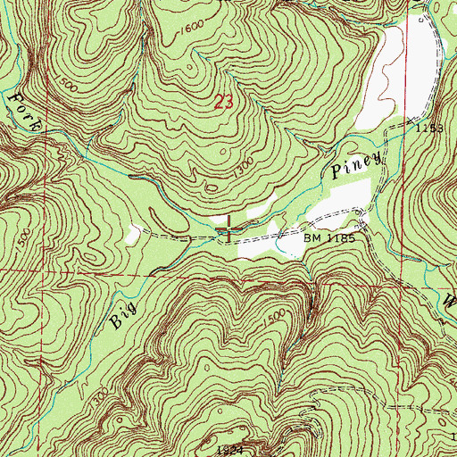Topographic Map of West Fork Big Piney Creek, AR