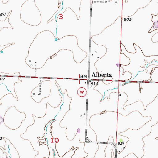 Topographic Map of Alberta, MO