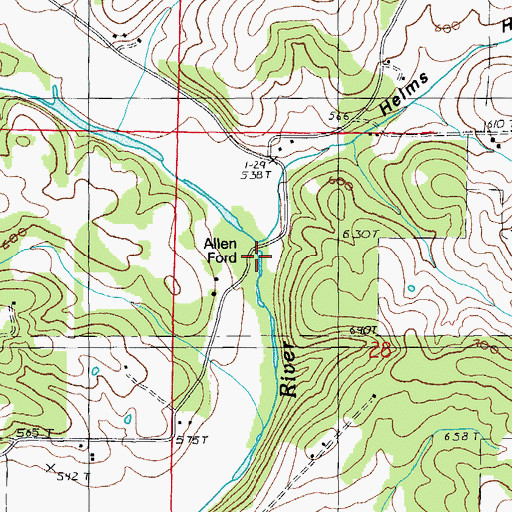 Topographic Map of Allen Ford, MO