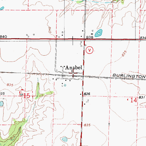 Topographic Map of Anabel, MO