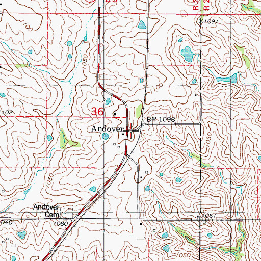 Topographic Map of Andover, MO