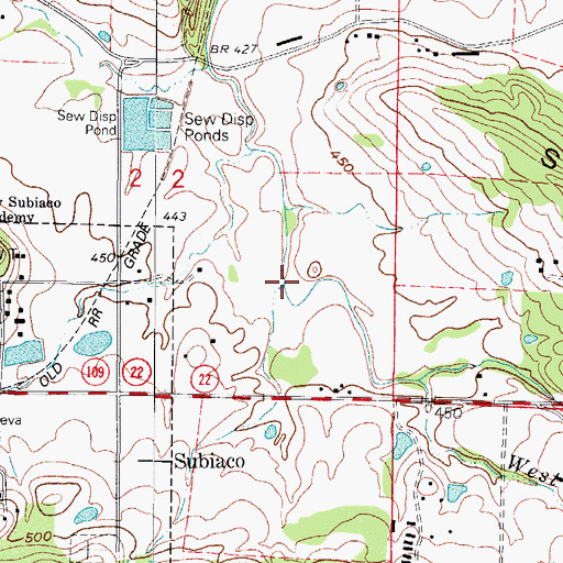 Topographic Map of West Fork Cane Creek, AR