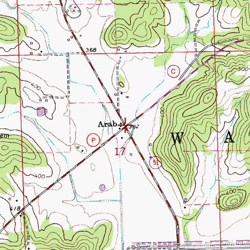 Topographic Map of Arab, MO