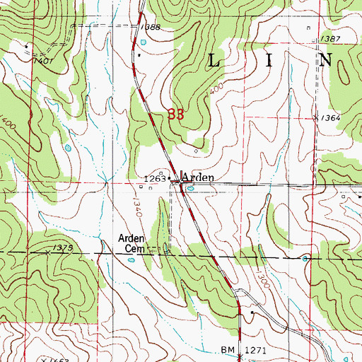 Topographic Map of Arden, MO