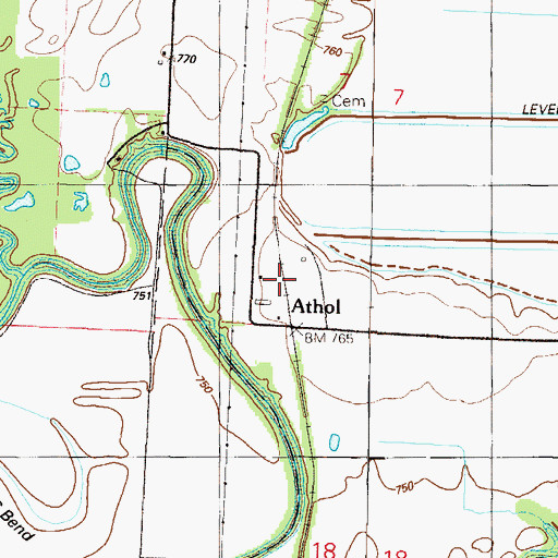 Topographic Map of Athol, MO
