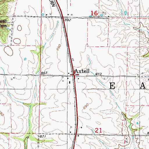 Topographic Map of Axtell, MO