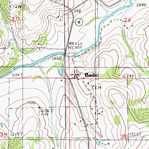 Topographic Map of Bado, MO