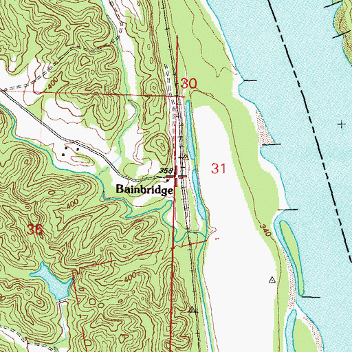 Topographic Map of Bainbridge, MO