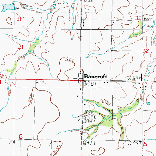 Topographic Map of Bancroft, MO