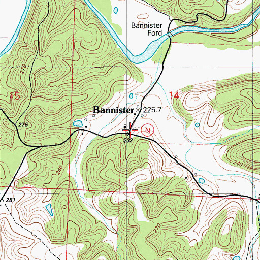 Topographic Map of Bannister, MO