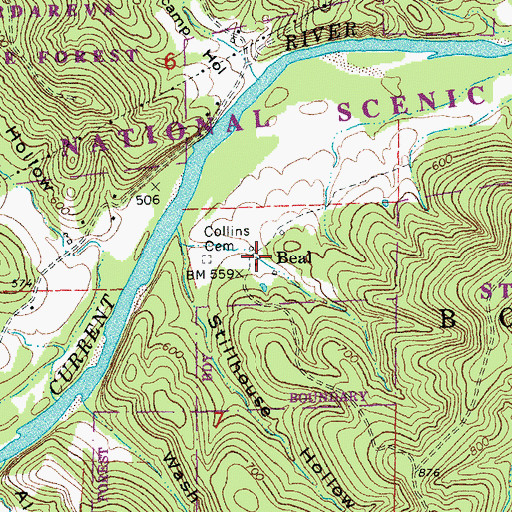 Topographic Map of Beal, MO