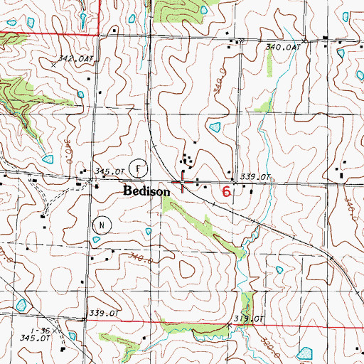 Topographic Map of Bedison, MO