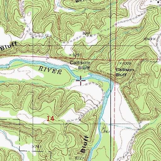 Topographic Map of Berry Ford (historical), MO