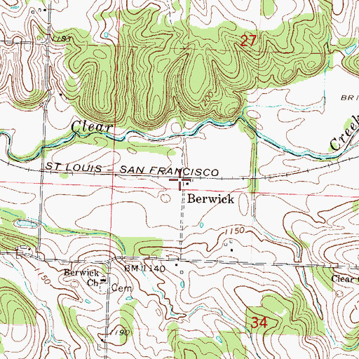 Topographic Map of Berwick, MO