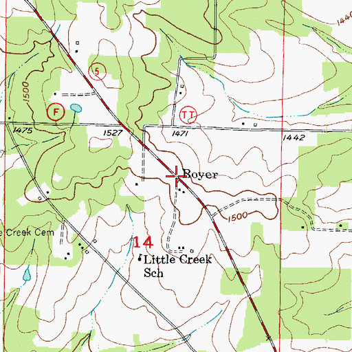 Topographic Map of Boyer, MO