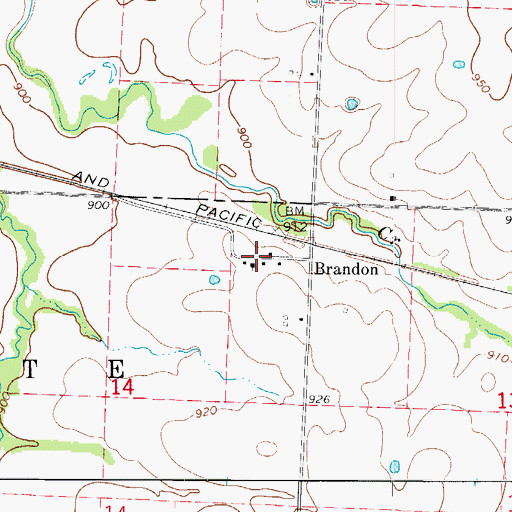 Topographic Map of Brandon, MO