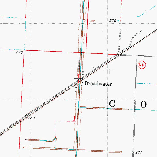Topographic Map of Broadwater, MO