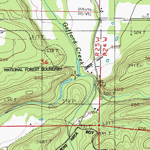 Topographic Map of West Gafford Creek, AR