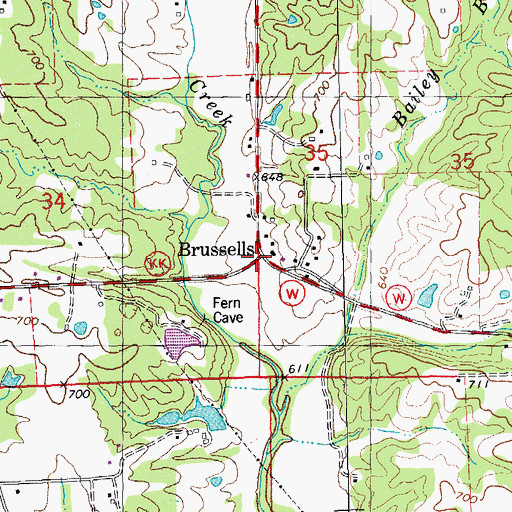 Topographic Map of Brussells, MO