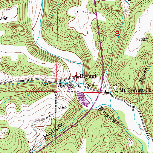 Topographic Map of Bryant, MO