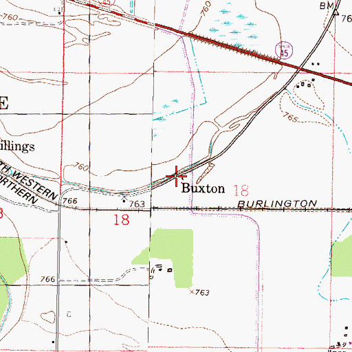 Topographic Map of Buxton, MO