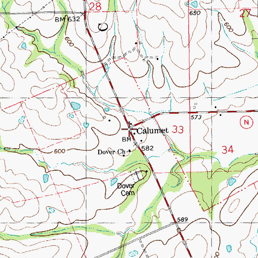 Topographic Map of Calumet, MO