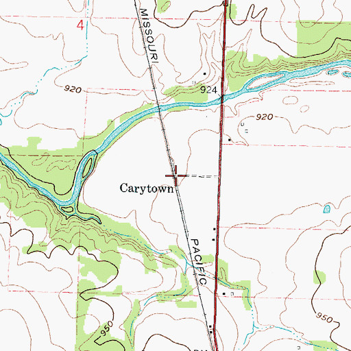 Topographic Map of Carytown, MO