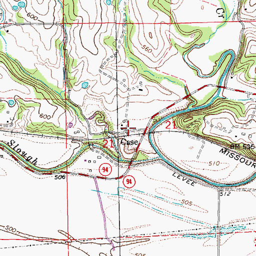Topographic Map of Case, MO